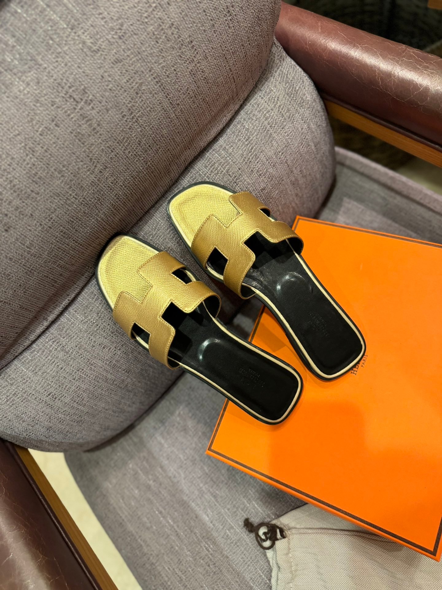 HM Oran Sandals Gold Leather - Sandals - Image 3