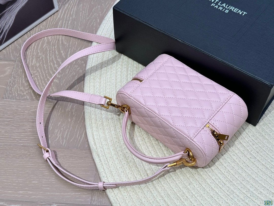 YSL Mini Lou Camera Bag Pink Quilted Leather - Bag - Image 8