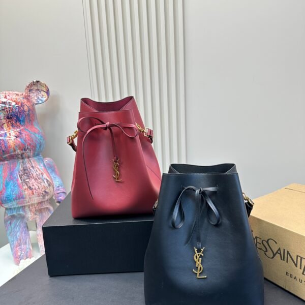YSL Puffer Bucket Black/Red Leather - Bag