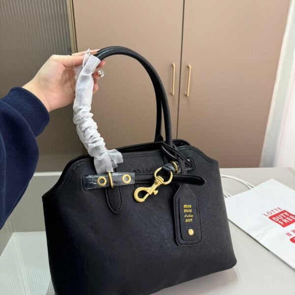MIU Madras Top Handle Black Leather - Bag