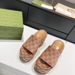 GG GG Platform Slide Beige GG Canvas – Slides