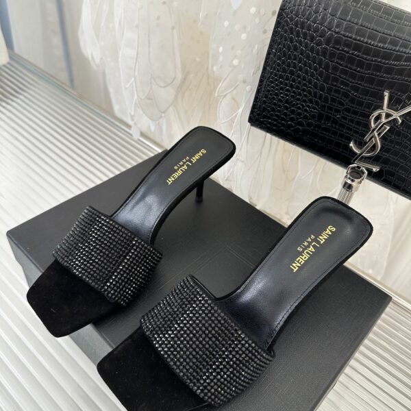 YSL Cassandra Crystal Embellished Sandals - Heels