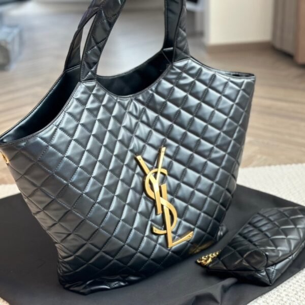 YSL Icare Maxi Shopping Bag Black Quilted Leather - Bag