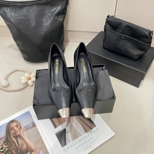 YSL Anja Metallic Cap Toe Pumps - Heels