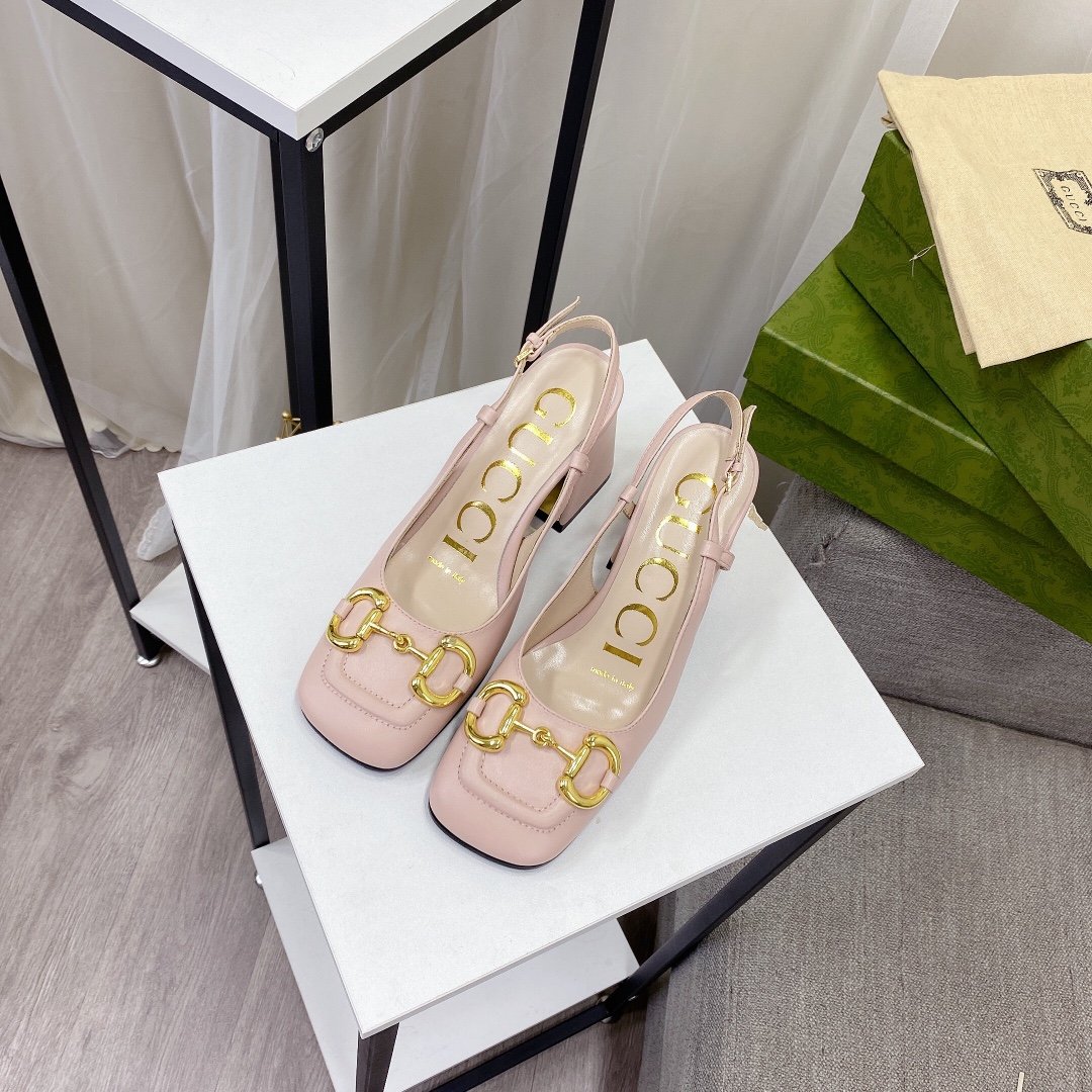 GG Horsebit Slingback Pink Leather - Heels