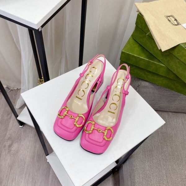 GG Horsebit Slingback Pump Pink Leather - Heels