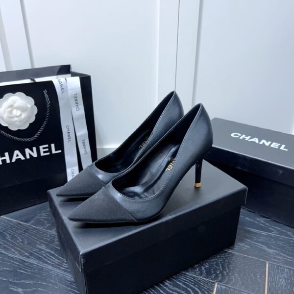 CC Slingback Heels Black Satin - Heels