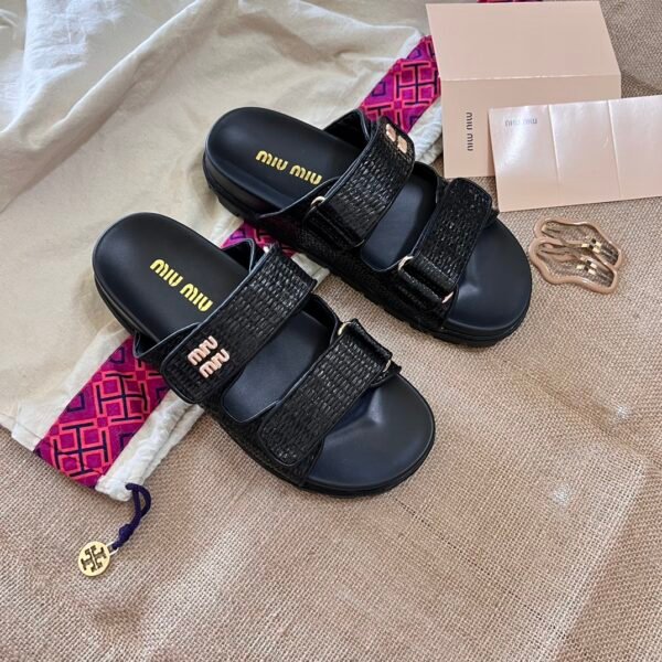 MIU Woven Velcro Sandals - Sandals