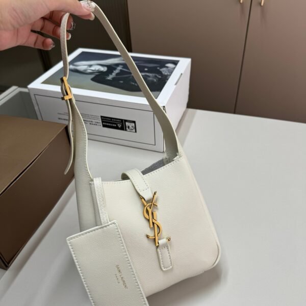 YSL Le 5 à 7 Hobo Mini White/Black Leather - Bag