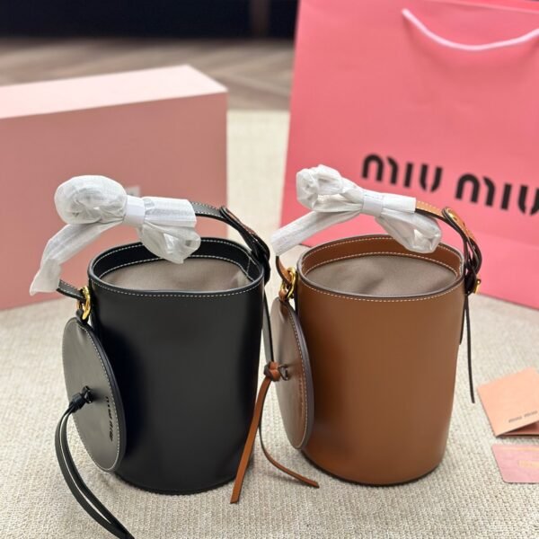 MIU Bucket Bag Black and Brown Leather - Bag