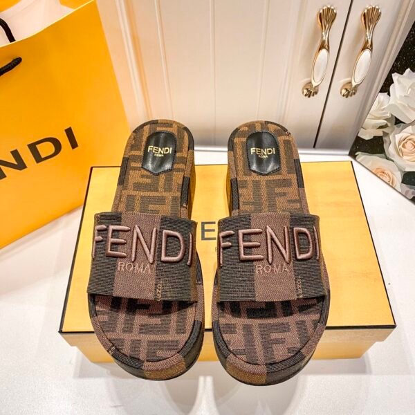 FD FD Match Wedge Brown Zucca Canvas - Sandals