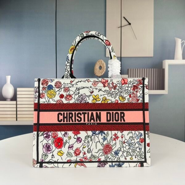 CD Book Tote Multicolor Embroidered Canvas - Bag