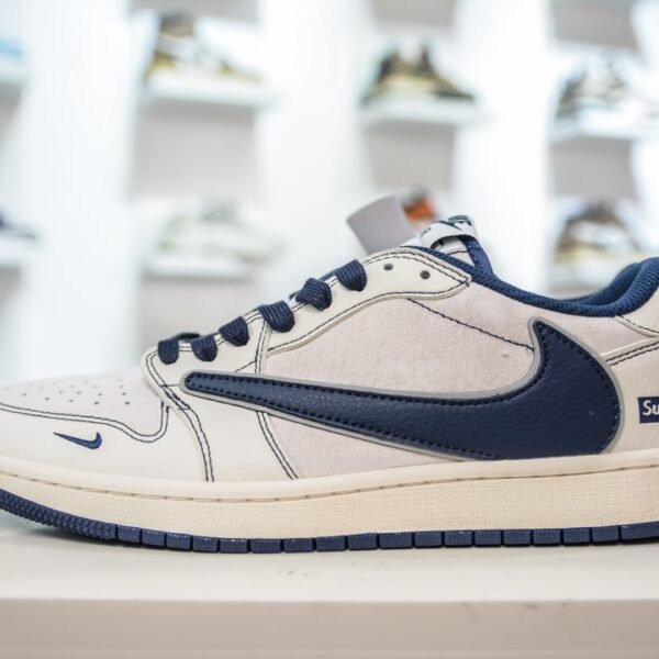 NK Air Jordan 1 Low Travis Scott x Supreme White/Navy - Sneakers