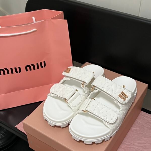 MIU Quilted Velcro Sandals - Sandals