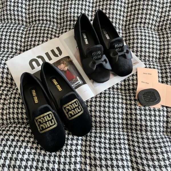 MIU Bow Embellished Loafers - Shoes