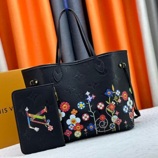 LV Neverfull World Tour MM Black Monogram Empreinte - Bag