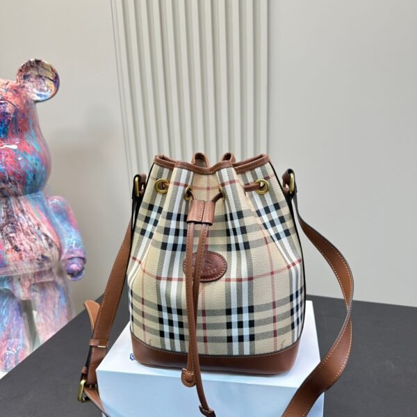 BBR Vintage Check Bucket Bag Beige/Brown Leather - Bag
