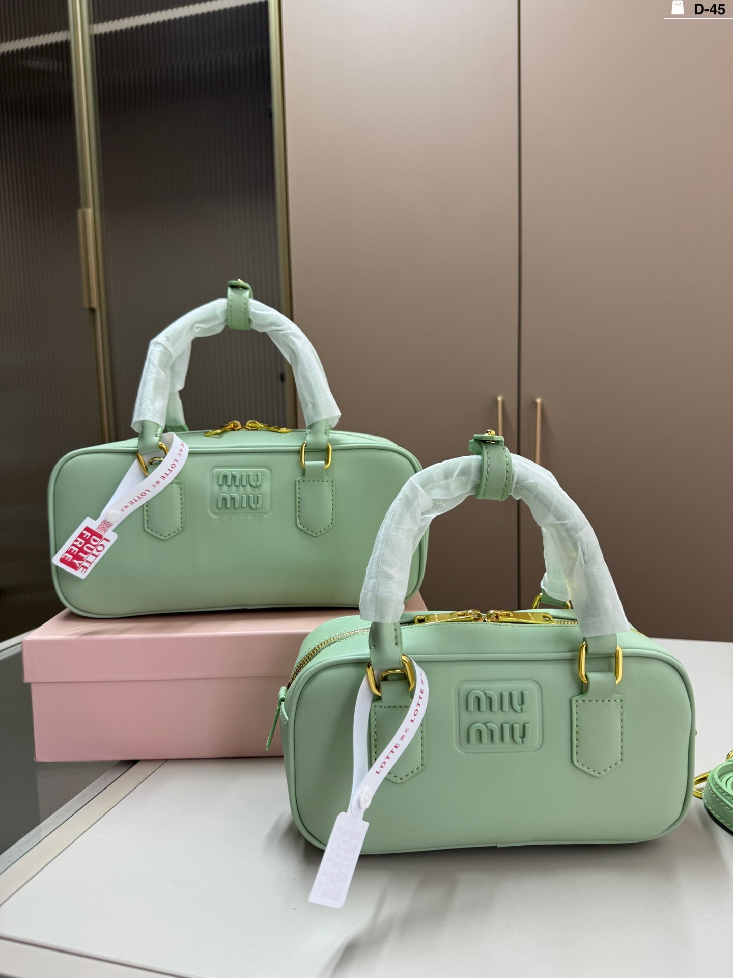 MIU Bowling Bag Pink/Green/Blue Leather - Bag - Image 2