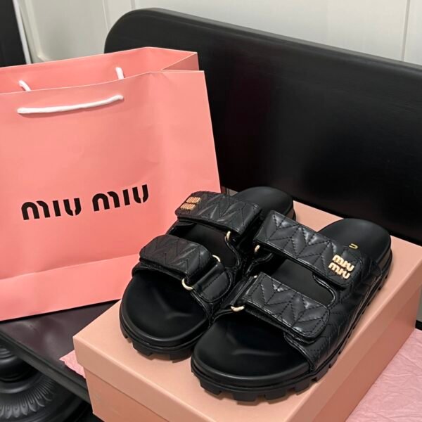 MIU Quilted Velcro Slides - Slides