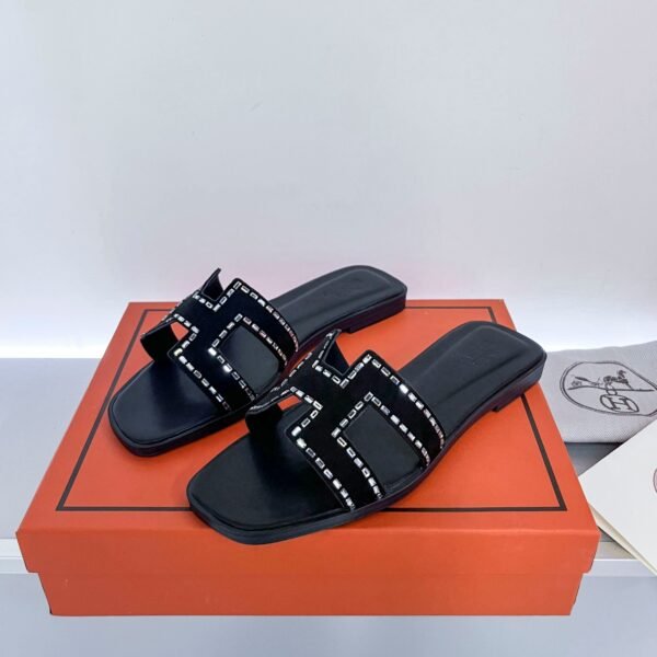 HM Oran Sandals Black Suede with Crystals - Sandals