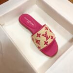 LV Pool Pillow Comfort Pink Monogram Raffia – Slides