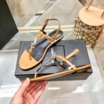 YSL Cassandra Flat Sandals – Sandali – Nero