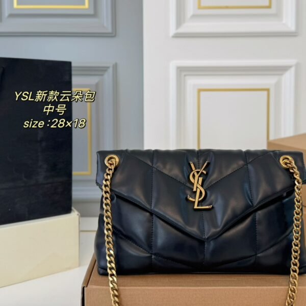 YSL Lou Puffer Medium Black Leather - Bag