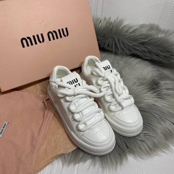 MIU Matelassé Nappa Leather Sneakers White - Sneakers