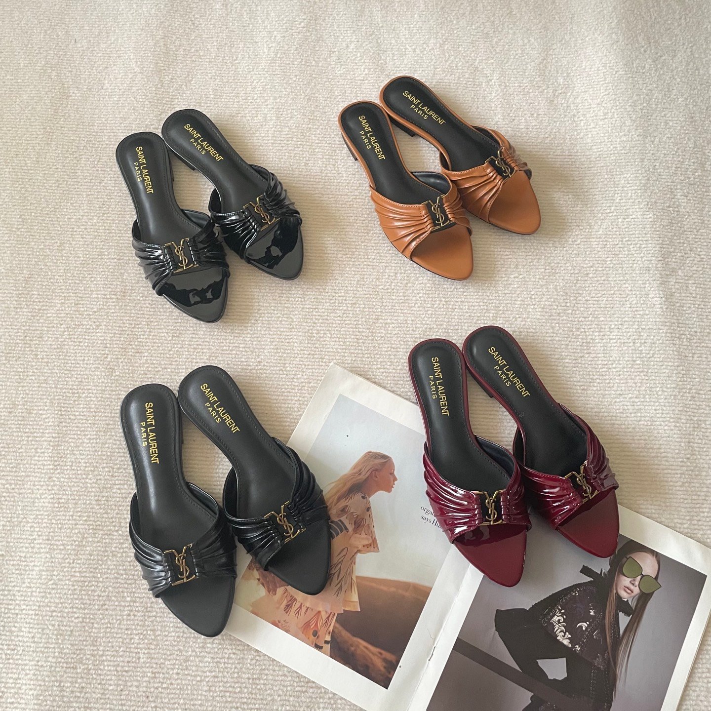 YSL Cassandra Mules Black Leather - Sandals - Image 2