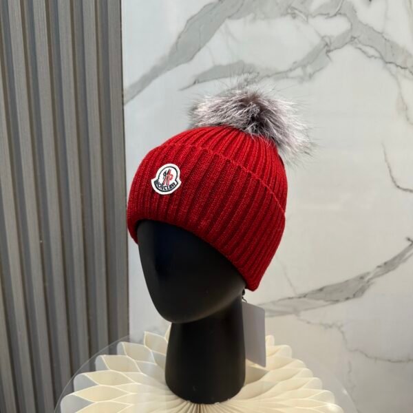 MCL Pom Pom Beanie Red Wool - Hat