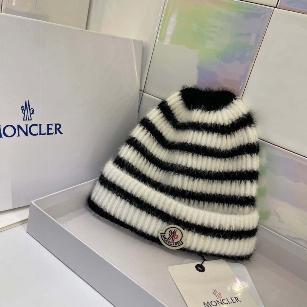 MCL Striped Wool Beanie Black/White - Hat - Image 5