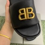 BAL Pool Slide Sandals Black Leather – Slide