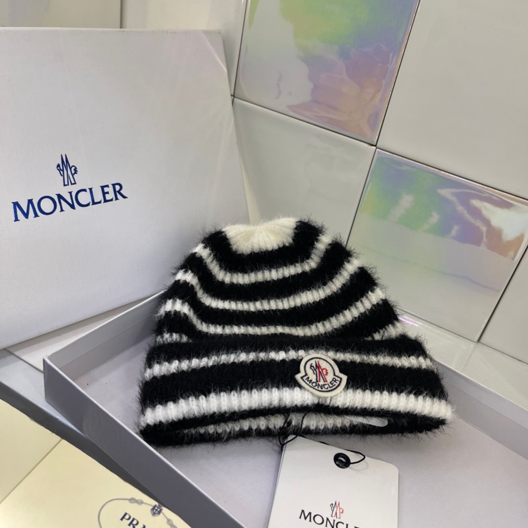 MCL Striped Wool Beanie Black/White - Hat - Image 2