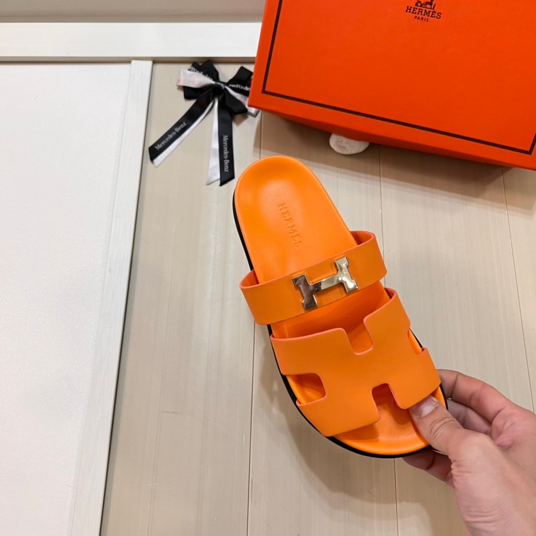 HM Oran Sandals Orange Leather - Slides - Image 5