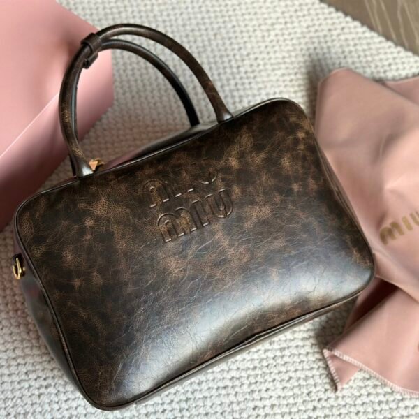 MIU Bowling Bag Brown Leather - Bag