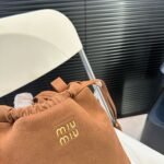 MIU Wander Matelassé Brown Suede – Bag