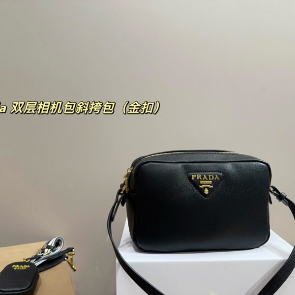 PR Double Camera Bag Black Leather - Bag