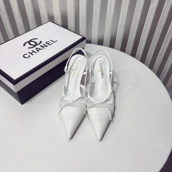 CC Slingback Pumps White Leather - Heels