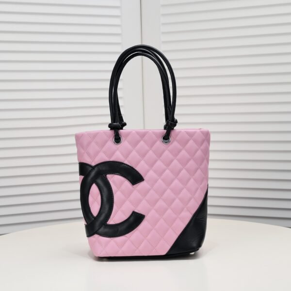 CC Cambon Tote Pink/Black Quilted Leather - Bag