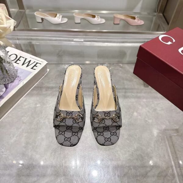 GG GG Marmont Square Toe Block Heel Mules - Heels