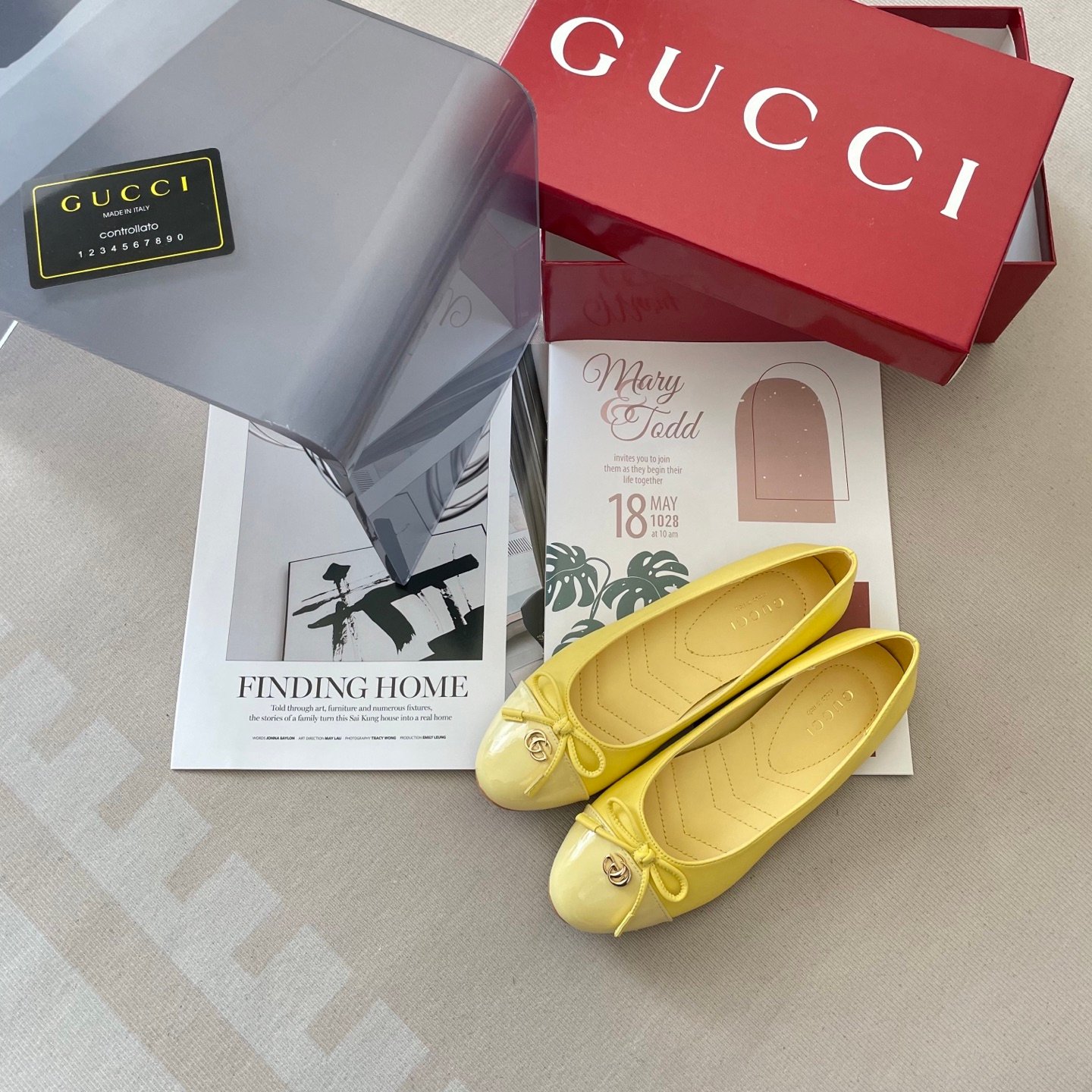 GG GG Marmont Ballet Flats Yellow Leather - Shoes - Image 6