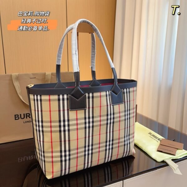 BBR Vintage Check and Leather Pocket Tote - Bag