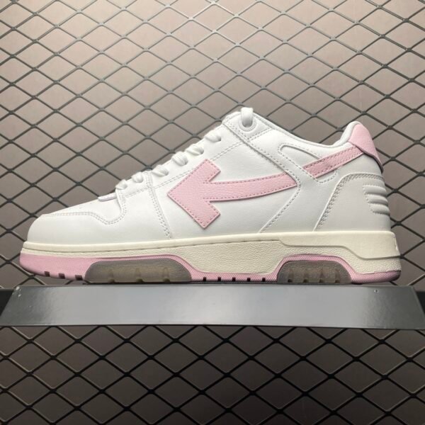 OW Out of Office Low-Top White/Pink Leather - Sneakers