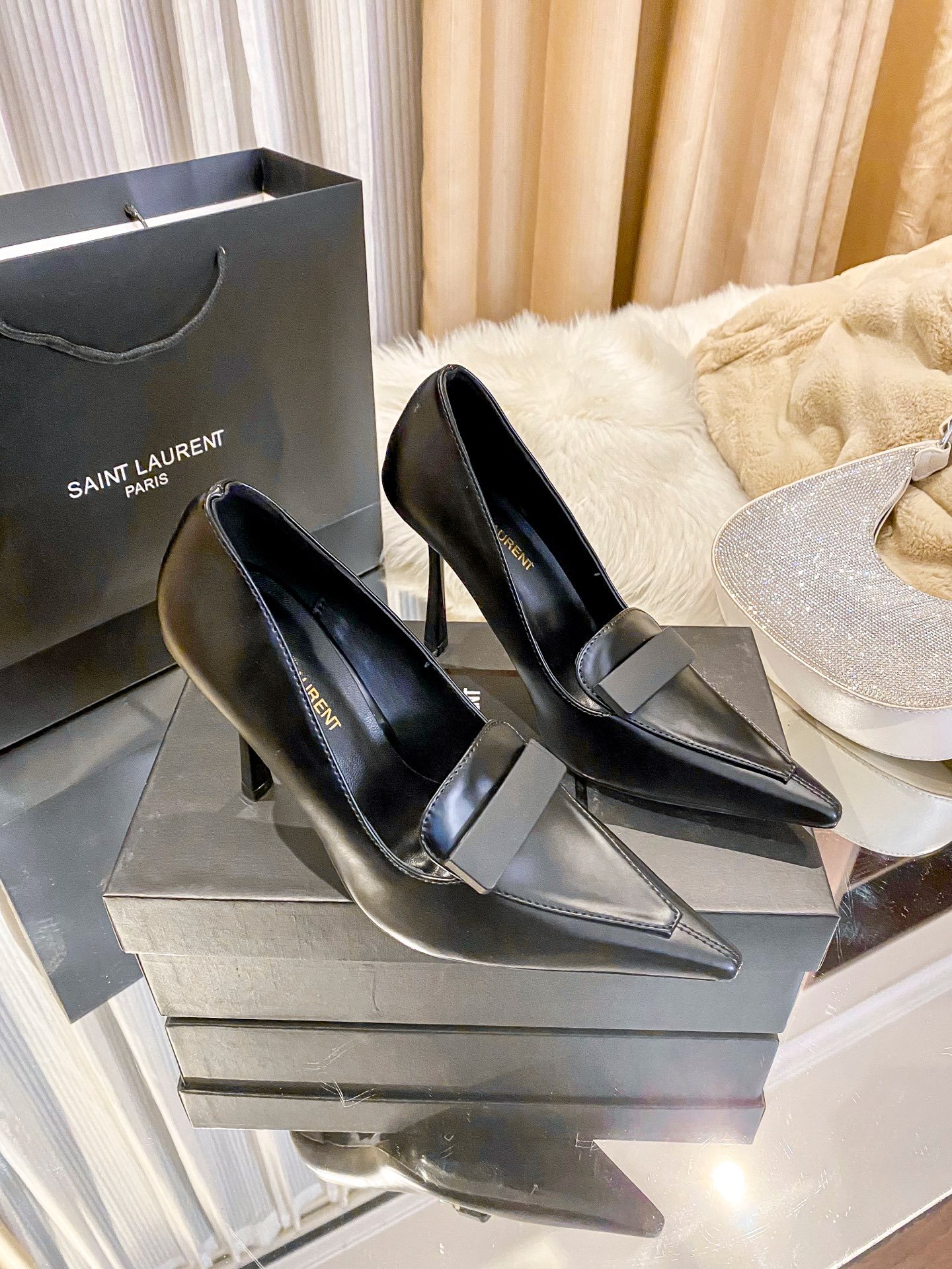 YSL New Retro Loafer Pumps Black Leather - Heels - Image 7
