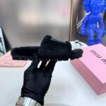 MIU Fuzzy Logo Slippers Black – Slides