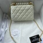 CC Pearl Crush Classic Flap White Lambskin – Bag