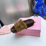 MIU Fuzzy Logo Slippers – Slides
