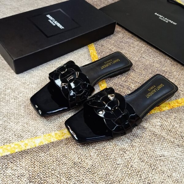 YSL Nu Pieds Patent Leather Black - Sandals