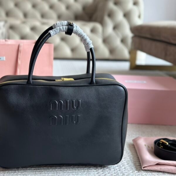 MIU Bowling Bag 22cm Black/Brown Leather - Bag