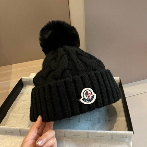 MCL Pom Pom Beanie Black Knit - Hat